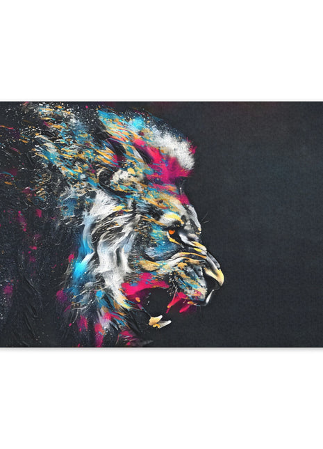 Fury of the Wild – Colorful Snarling Lion Wall Art | STG Collection - Snapping Turtle Gallery