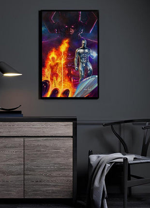 Galactus Silver Surfer Firelord Marvel Art | Acrylic, Metal & Canvas - Snapping Turtle Gallery