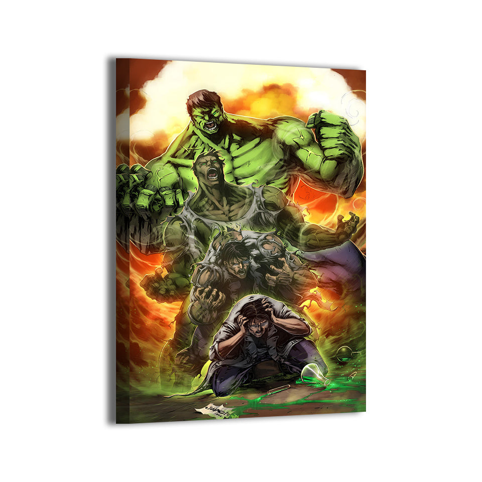 Gamma Unleashed Wall Art Canvas Print – Hulk Transformation by Jimbo Salgado & Brian “Totz” Valeza