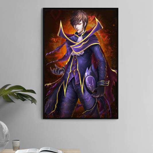 11x17 print of Lelouch as Zero from Code Geass in powerful flame-lit pose