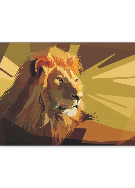 Geometric Majesty – Yellow Abstract Lion Wall Art | STG Collection [variant_option1] Print, Premium Wall Art by Snapping Turtle Gallery