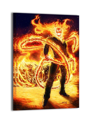 Ghost Rider Johnny Blaze Marvel Art | Acrylic, Metal & Canvas - Snapping Turtle Gallery