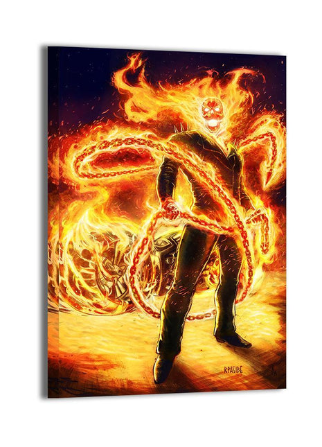 Ghost Rider Johnny Blaze Marvel Art | Acrylic, Metal & Canvas - Snapping Turtle Gallery