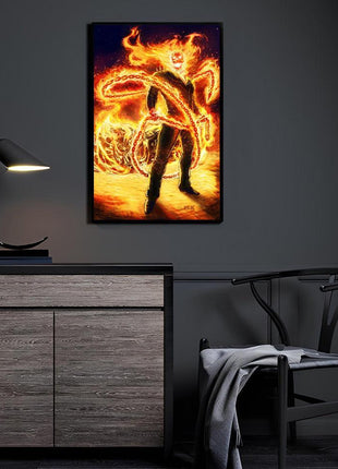Ghost Rider Johnny Blaze Marvel Art | Acrylic, Metal & Canvas - Snapping Turtle Gallery