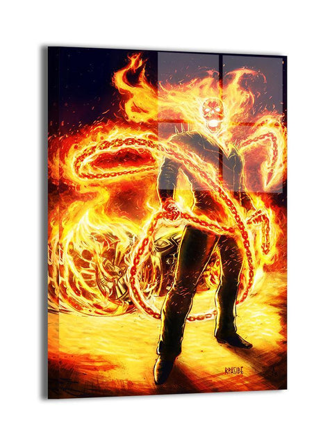Ghost Rider Johnny Blaze Marvel Art | Acrylic, Metal & Canvas - Snapping Turtle Gallery