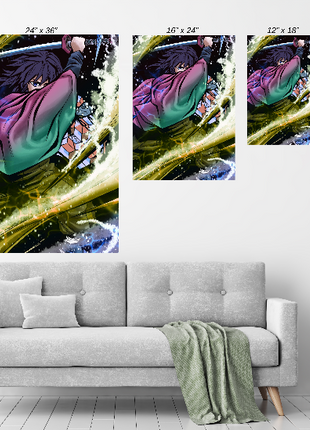 Giyu Tomioka Wall Art & Posters | Snapping Turtle Gallery, Channel the Water Hashira’s calm yet fierce power with this Giyu Tomioka wall art, available in poster, canvas, metal, and acrylic formats., [-Snapping Turtle Gallery