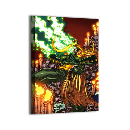 Loki Marvel Canvas Print by Jimbo Salgado & Splash Colors – God of Mischief Inferno