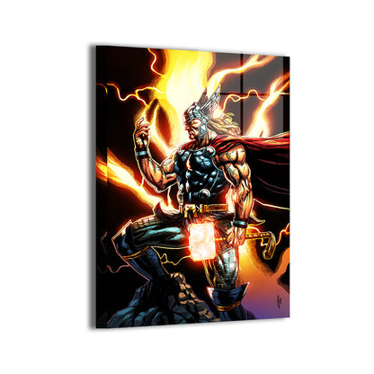 Thor Marvel art with heroic stance and storm clouds – 24x36 metal