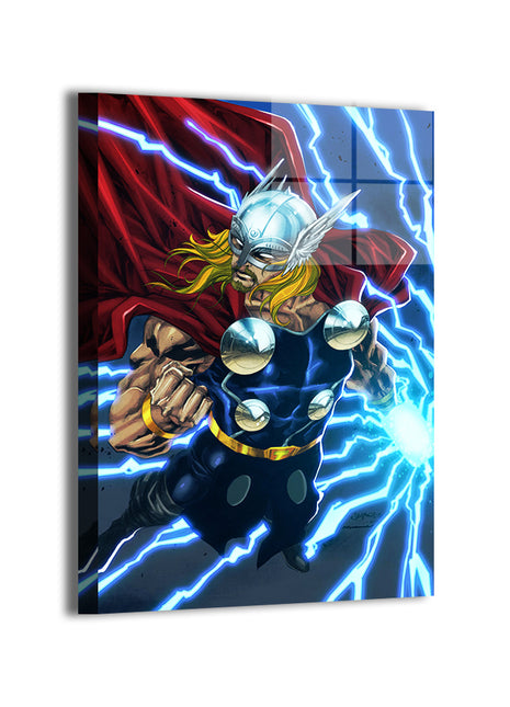 Godstorm – Thor with Hammer & Lightning Wall Art | STG Collection [variant_option1] Print, Premium Wall Art by Snapping Turtle Gallery
