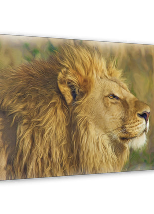 Golden Guardian – Lion with Radiant Mane Wall Art | STG Collection - Snapping Turtle Gallery