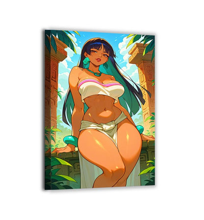 Canvas — Chel portrait, sunlit skin tones and jungle greens; El Dorado theme by Glavakolhoza.