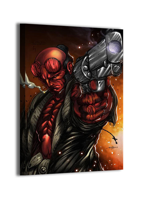 Hellboy Gunslinger Art | Acrylic, Metal & Canvas [variant_option1] Print, Premium Wall Art by Snapping Turtle Gallery