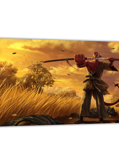 Hellboy Samurai Art | Acrylic, Metal & Canvas - Snapping Turtle Gallery