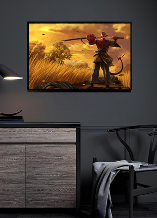 Hellboy Samurai Art | Acrylic, Metal & Canvas - Snapping Turtle Gallery