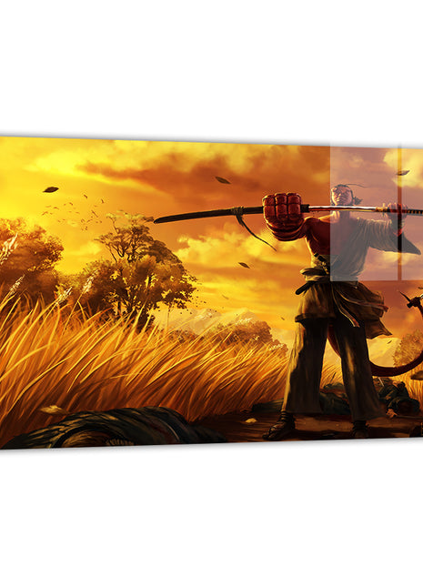 Hellboy Samurai Art | Acrylic, Metal & Canvas - Snapping Turtle Gallery