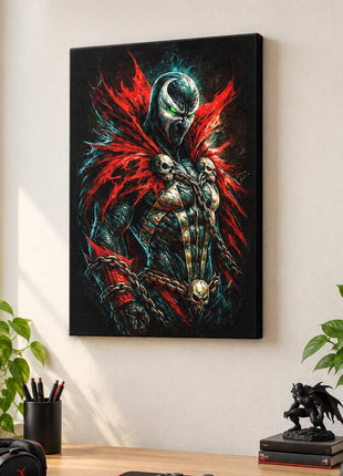 Hellspawn Crimson Mantle Spawn canvas wall art in a bright gaming room