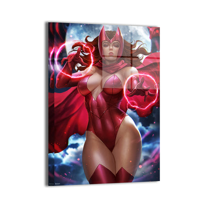 Hexbound Enchantress Wall Art Metal Print – Scarlet Witch by Nopeys