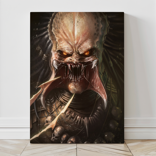 24x36 Predator Alien Wall Art – Hyper-Detailed Portrait by Ceasar