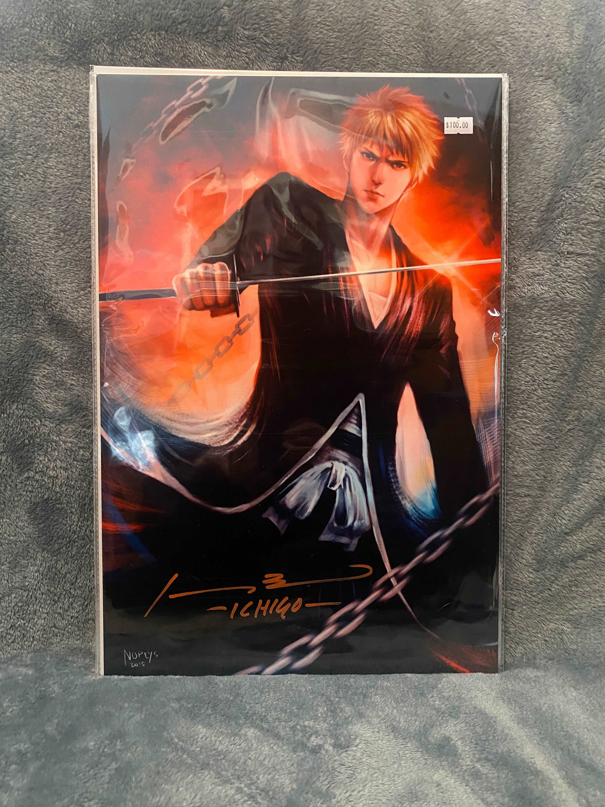 12x18 Metal Print Ichigo signed by Johnny Yong Bosch - Snapping Turtle Gallery