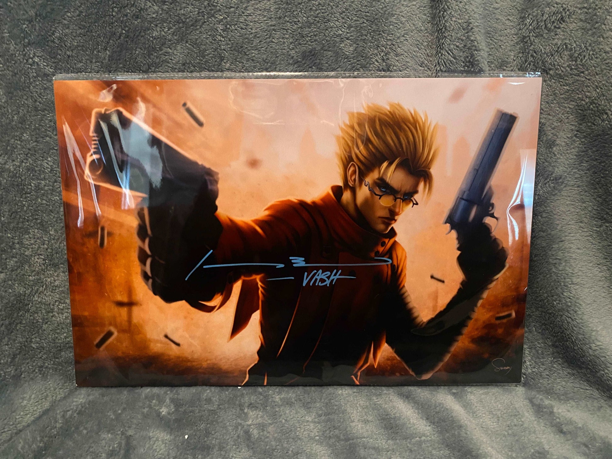 12x18 Metal Print Vash the Stamped signed by Johnny Yong Bosch - Snapping Turtle Gallery