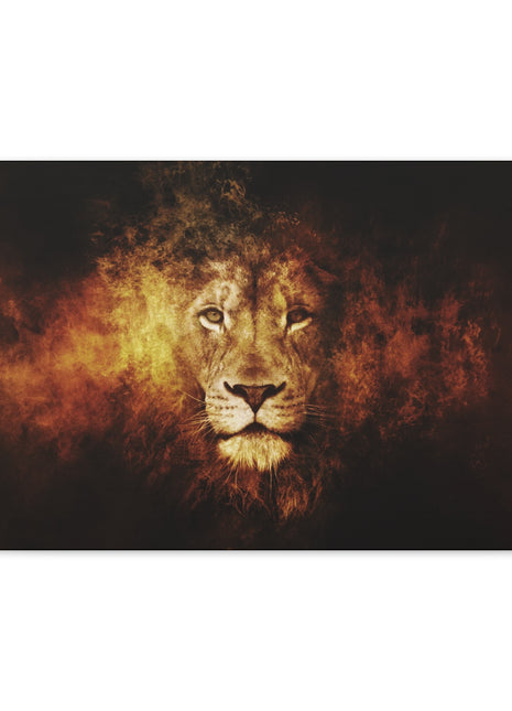 Inferno King – Fiery Lion Head Illusion Wall Art | STG Collection - Snapping Turtle Gallery