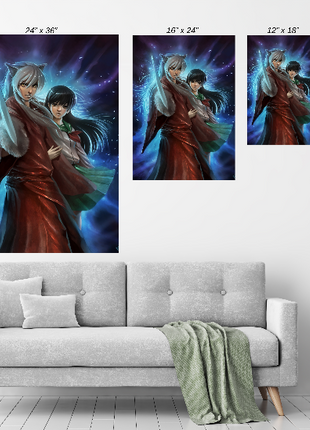 Inuyasha & Kagome Wall Art | Acrylic, Metal & Canvas Print - Snapping Turtle Gallery