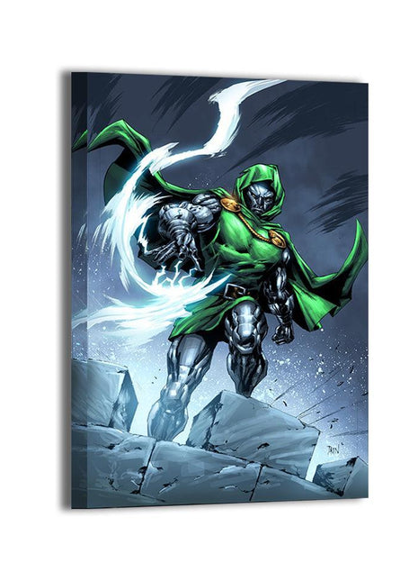 Iron Sovereign Acrylic print room mockup featuring Doctor Doom, Marvel wall art.