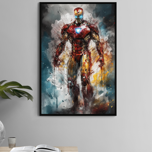 Ironman Watercolors Wall Art on premium canvas, acrylic, and metal – front view