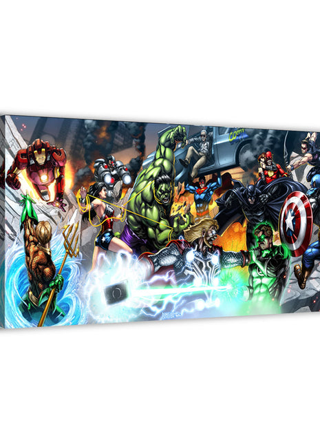 Worlds at War Justice League vs Avengers Wall Art