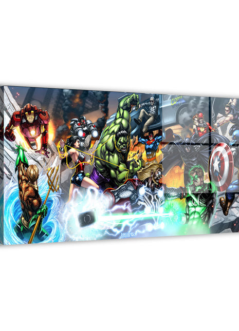 Worlds at War Justice League vs Avengers Wall Art