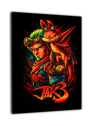 Wasteland Hero Awakened canvas wall art showing Jak with Daxter perched on his shoulder