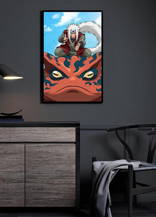 Jiraiya Summons Naruto wall art displayed in a room mockup