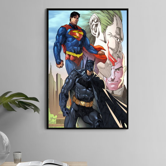  Superman and Batman vs Joker and Lex Luthor – 11x17 comic-style print by Jey Soliva