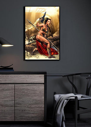 Princess Leia Rancor Art | Acrylic, Metal & Canvas - Snapping Turtle Gallery