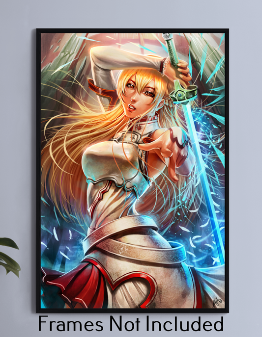 11x17 Sword Art Online Print Featuring Asuna Mid-Strike – Anime Art by Ceasar