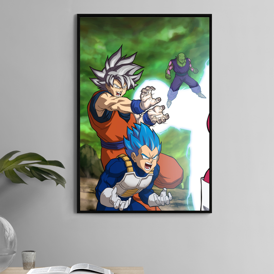 Ultra Instinct Goku, Blue Vegeta, and Piccolo power-up – 11x17 anime print