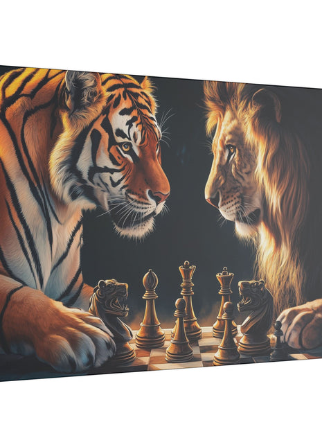 Lion Tiger Chess Art | Acrylic, Metal & Canvas - Snapping Turtle Gallery