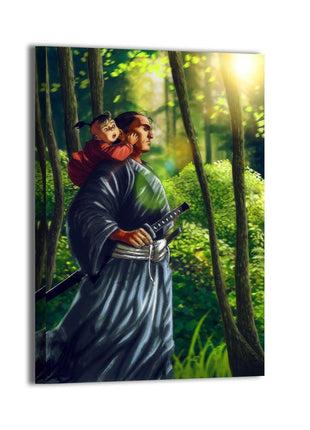 Lone Wolf and Cub Samurai Art | Acrylic, Metal & Canvas - Snapping Turtle Gallery