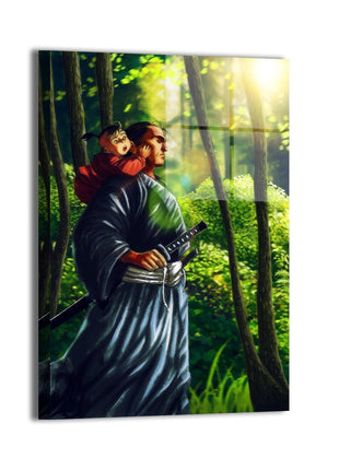 Lone Wolf and Cub Samurai Art | Acrylic, Metal & Canvas - Snapping Turtle Gallery