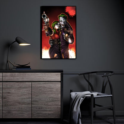 Mad Love Mayhem Wall Art Room Mockup – Harley Quinn & Joker by Geebo Vigonte & Martin Mariano Hernandez Tena