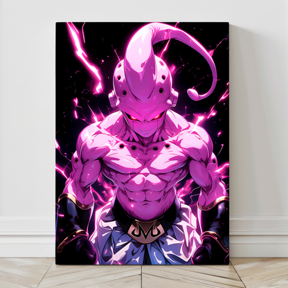 24x36 canvas print of Kid Buu from DBZ radiating chaos energy – Snapping Turtle Gallery