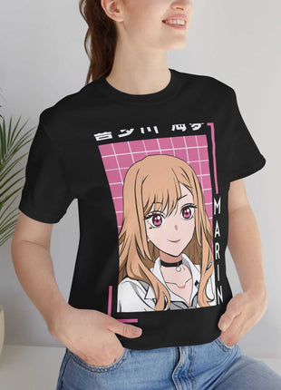 Marin Pink Grid Shirt | My Dress-Up Darling Fan Art | Snapping Turtle Gallery [variant_option1] Print, Premium Wall Art by Snapping Turtle Gallery