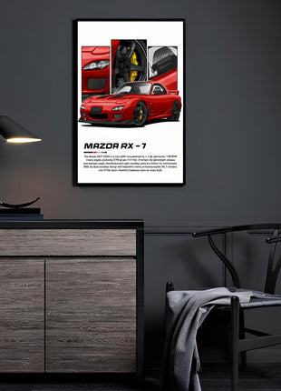 Mazda RX-7 JDM Art | Acrylic, Metal & Canvas - Snapping Turtle Gallery