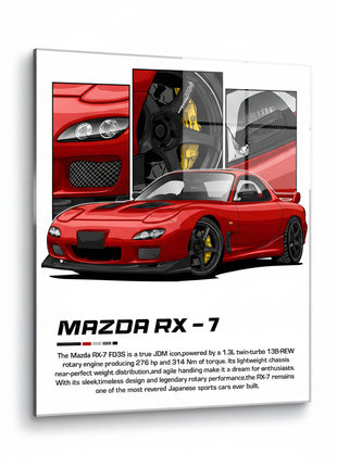 Mazda RX-7 JDM Art | Acrylic, Metal & Canvas - Snapping Turtle Gallery