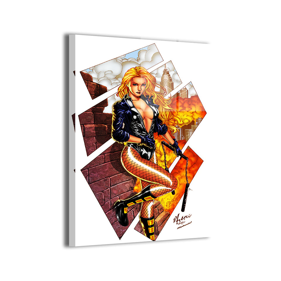 Black Canary fan art on brushed metal, vivid and durable.