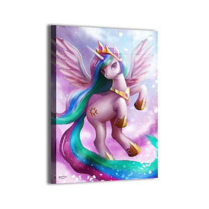Celestial Dawn Princess Metal Print — Princess Celestia My Little Pony fan art with luminous sheen; artwork by Nopeys; ready to hang.