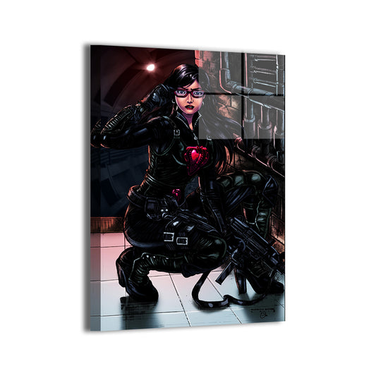 Baroness adjusting comms with SMG; Silver Phoenix artwork; metallic sheen.