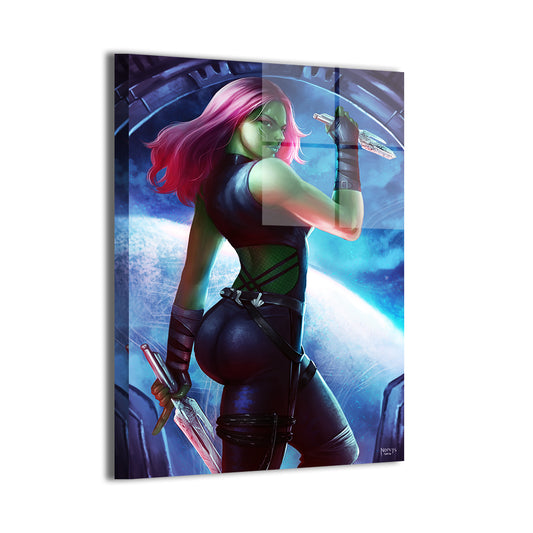 gamora by nopeys; sleek metallic sheen, ready to hang.