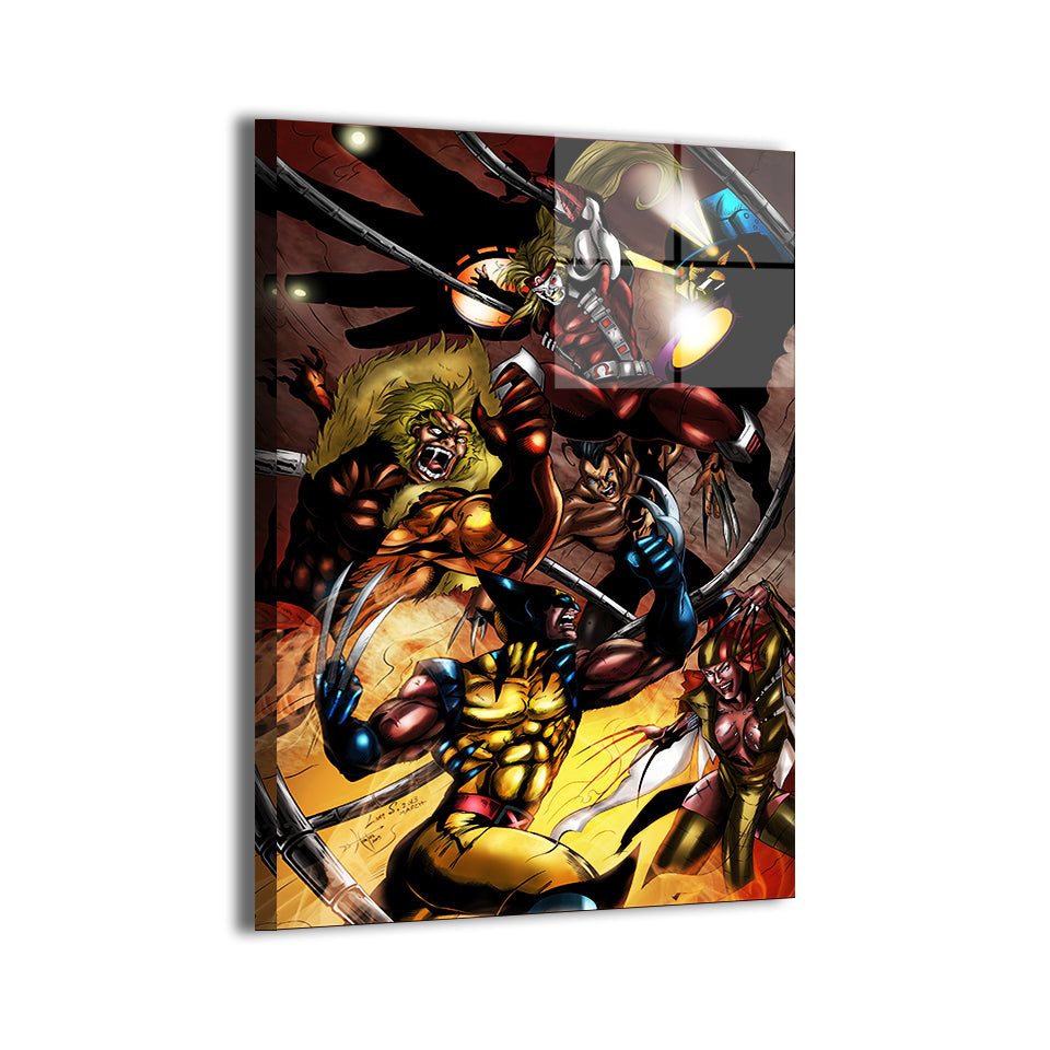 Wolverine in an intense multi-villain fight by Savy Lim, colors by Fletcher Horton; modern metallic sheen.