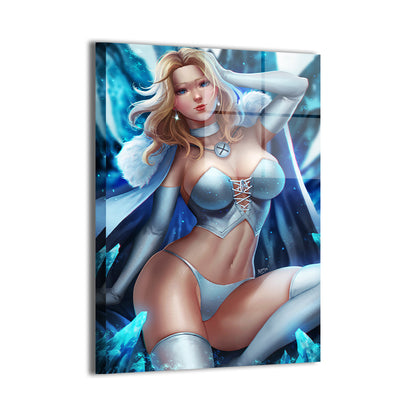 emma frost (white queen) by nopeys; modern metallic sheen, ready to hang.